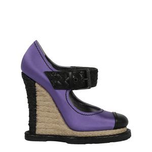 Bottega Veneta Mary Jane Espedrille Wedge Purple Womens